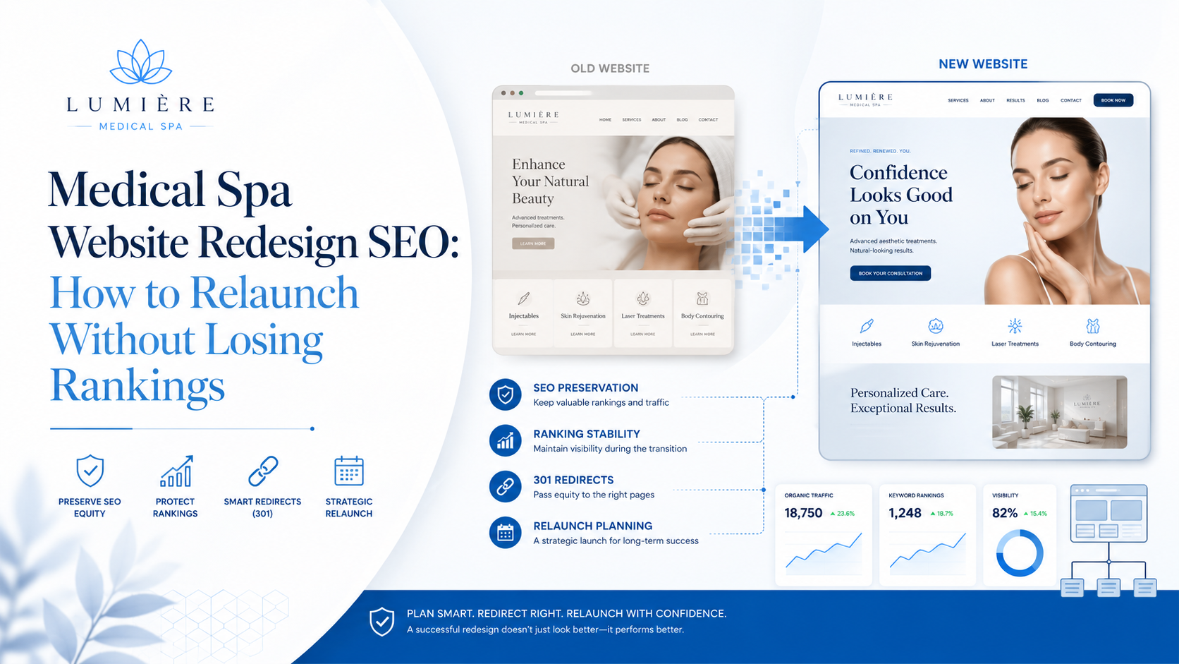 Medical Spa Website Redesign SEO: How to Relaunch Without Losing Rankings article preview by Vistrane